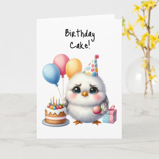 Carte Joyeux Anniversaire Grumpy Bird Cake Candles Cadea (Fleur jaune)