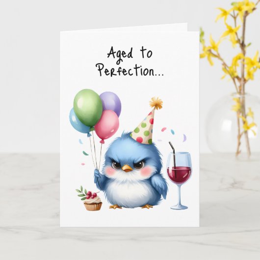 Carte Joyeux Anniversaire Grumpy Bird Cupcake Ballons vi (Fleur jaune)