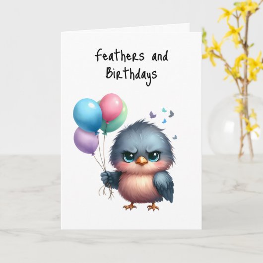 Carte Joyeux anniversaire Grumpy Bird Feathdays (Fleur jaune)