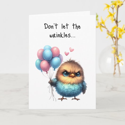 Carte Joyeux Anniversaire Grumpy Bird Rinkles and Feathe (Fleur jaune)