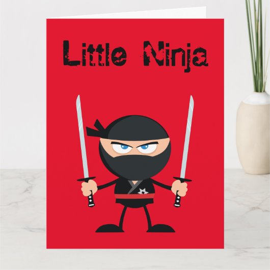 Carte Joyeux Anniversaire Guerrier Ninja Avec Deux Katan (Devant)