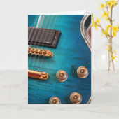 Carte Joyeux anniversaire - Guitare Bleue (Fleur jaune)