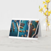 Carte Joyeux anniversaire - Guitare en bleu (Fleur jaune)