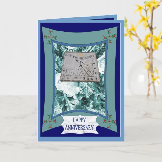 Carte Joyeux Anniversaire, heure du cadran solaire (Fleur jaune)