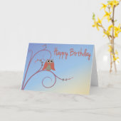 Carte Joyeux anniversaire - Hibou (Fleur jaune)