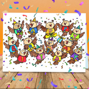 Carte Joyeux Anniversaire Hiboux de Nicole Janes