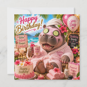 Carte Joyeux Anniversaire Hippopotame Jour de Spa à la P