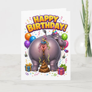 Carte Joyeux Anniversaire Hippopotame Qui Fait Caca Drôl