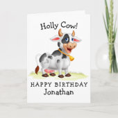 Carte Joyeux anniversaire, Holly Cow ! (Devant)