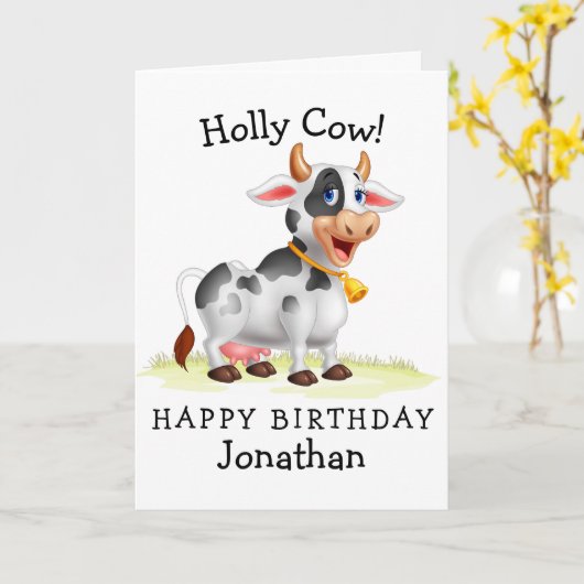 Carte Joyeux anniversaire, Holly Cow ! (Fleur jaune)
