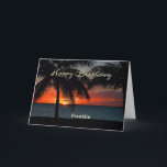 Carte Joyeux Anniversaire Hommes Coucher de soleil Océan<br><div class="desc">Joyeux Anniversaire Hommes Sunset Tropical Ocean Card a un brillant coucher de soleil orange sur l'océan serein. Remplacez l'information par la vôtre et donnez à cette personne spéciale dans votre vie. Photo de Denise Bennerson,  photographe</div>