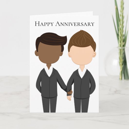 Carte Joyeux Anniversaire Hommes Hommes Interraciaux Gay (Devant)