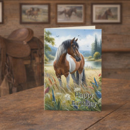 Carte Joyeux Anniversaire Horse Lover Girl