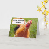 Carte Joyeux anniversaire humain Brown poulet Hen Gros p (Fleur jaune)