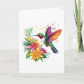 Carte Joyeux anniversaire Hummingbird Fleurs tropicales (Devant)