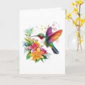 Carte Joyeux anniversaire Hummingbird Fleurs tropicales (Fleur jaune)