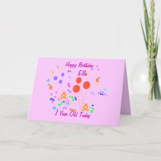 Carte Joyeux anniversaire I year old (Devant)