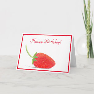 Carte Joyeux Anniversaire Illustration Fraise Rouge