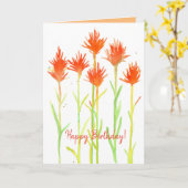 Carte Joyeux Anniversaire Indien Paintbrush Watercolor F (Fleur jaune)