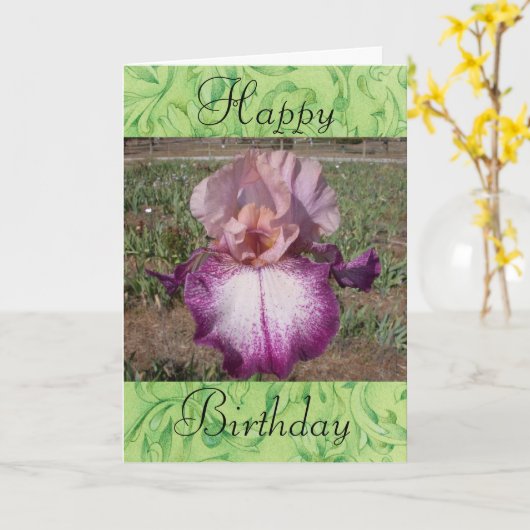 Carte Joyeux anniversaire - Iris (Fleur jaune)
