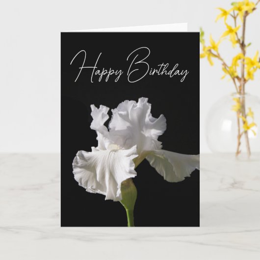 Carte Joyeux Anniversaire | Iris Blanc (Fleur jaune)