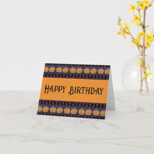 Carte Joyeux anniversaire Jack O'Lanterns (Fleur jaune)