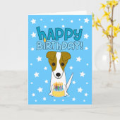 Carte Joyeux anniversaire Jack Russell Terrier (Fleur jaune)