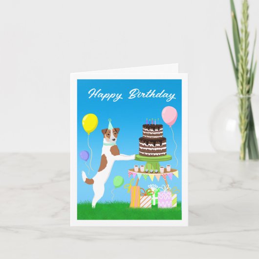 Carte Joyeux anniversaire Jack Russell Terrier (Devant)