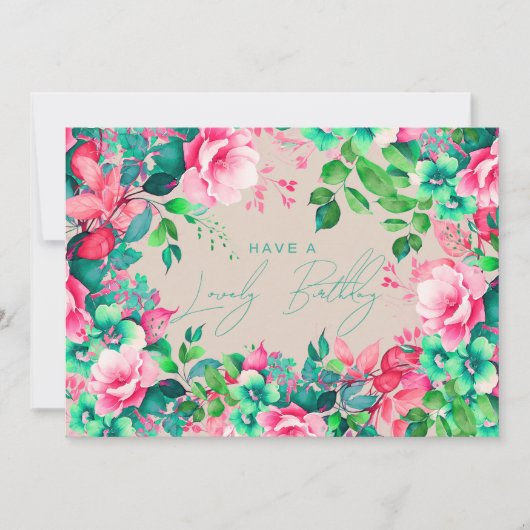 Carte Joyeux Anniversaire Jardin de printemps Champagne (Devant)