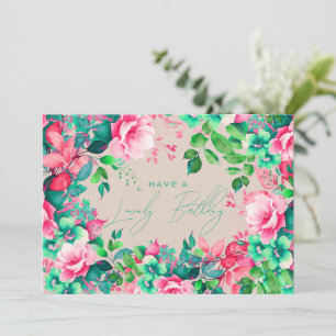 Carte Joyeux Anniversaire Jardin de printemps Champagne 