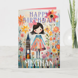 Carte Joyeux Anniversaire Jardin Floral Simple Rose