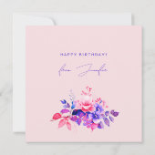 Carte Joyeux Anniversaire Jardin pourpre Floral Blush (Dos)