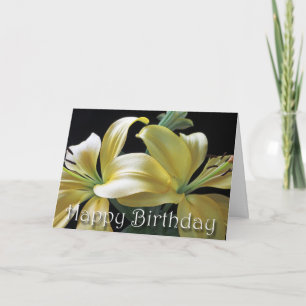 Carte Joyeux Anniversaire Jaune Lily Flower