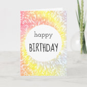Carte Joyeux Anniversaire Jaune Orange Tie Dye Hippie Ca (Devant)
