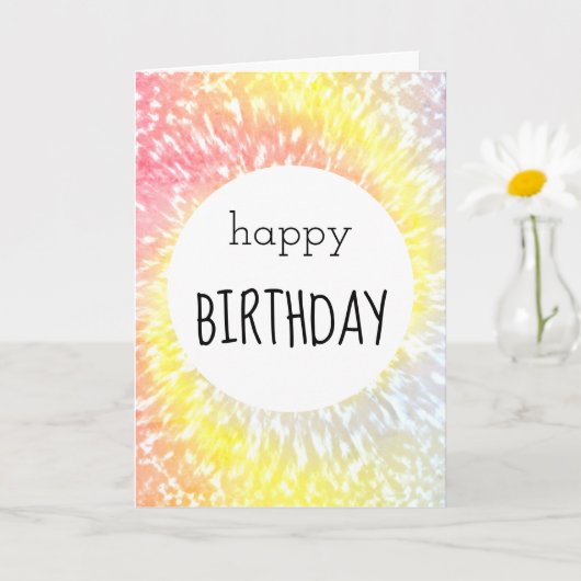Carte Joyeux Anniversaire Jaune Orange Tie Dye Hippie Ca (Petite plante)