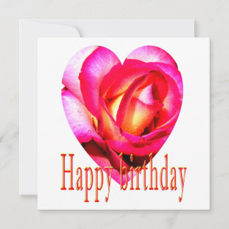 Carte Joyeux anniversaire jaune rouge rose coeur