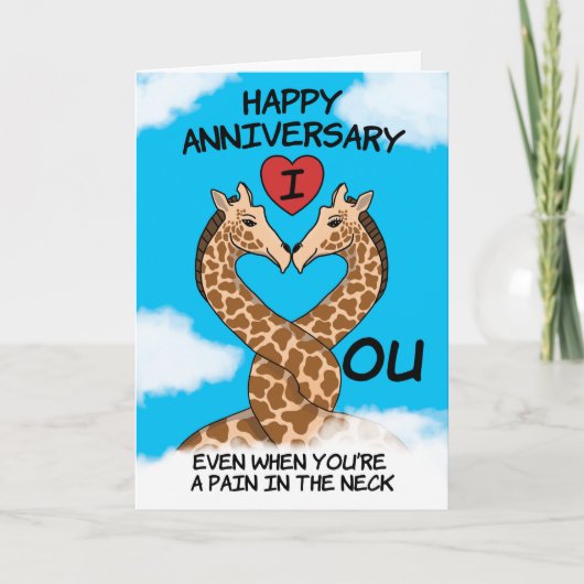 Carte Joyeux Anniversaire Je T'Aime Drôle Giraffe (Devant)