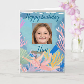 Carte Joyeux anniversaire jeune fille snorkler