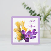 Carte Joyeux Anniversaire joli crocus jaune violet fleur (Debout devant)