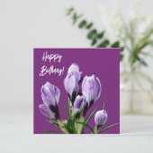 Carte Joyeux anniversaire joli crocus violet joli fleuri (Debout devant)