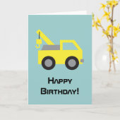 Carte Joyeux anniversaire, joli véhicule jaune pour les (Fleur jaune)
