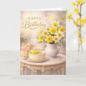 Carte Joyeux Anniversaire Jonquilles Dorées (Fleur jaune)