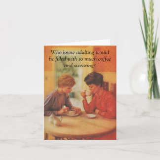 Carte Joyeux anniversaire. Jouer à l'ami du café.