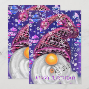 Carte Joyeux Anniversaire - Joyeux Gnome En Chants Casqu