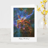 Carte Joyeux Anniversaire, Joyeux Retour, Carina Nebula  (Fleur jaune)