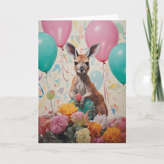 Carte Joyeux anniversaire Kangaroo Animaux australiens (Devant)