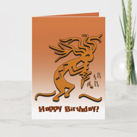Carte Joyeux anniversaire Kokopelli Notes musiciennes pe (Devant)