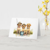 Carte Joyeux anniversaire Labrador Retriever Dogs Fishin (Fleur jaune)
