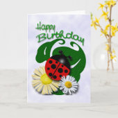Carte Joyeux anniversaire Ladybug (Fleur jaune)
