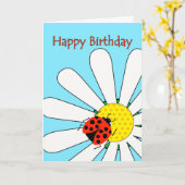Carte Joyeux Anniversaire Ladybug sur la Fleur de margue (Fleur jaune)